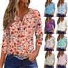 Damska Codzienna Modna Dekolt V Luźna Wszechstronna Kwiatowy Wzór Rękawy Trzyczwarte