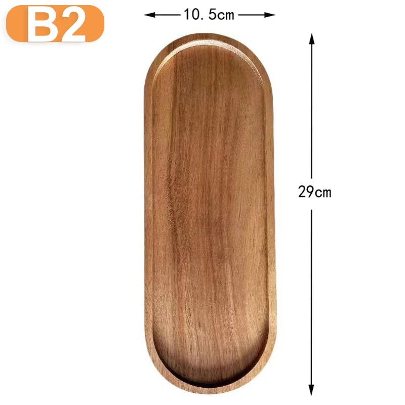 Tableware Solid Wood Food Tray Round Rectangle Dessert Plate Japanese-style Wooden Snack Fruit Tea Saucer Pallet Kitchen Supply