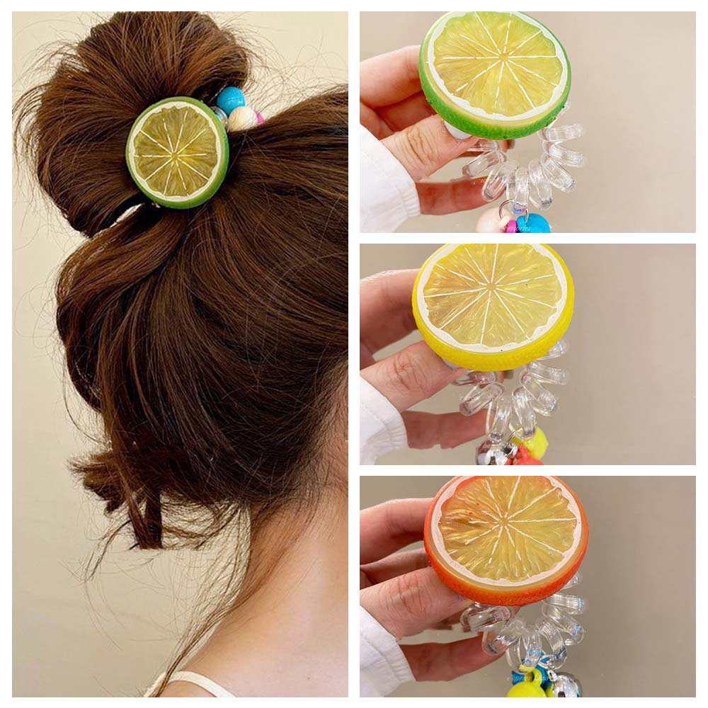 Korean Style Lemon Hair Scrunchies Fruit Lemon Shape Fruit Hair Ring Summer Hair Scrunchies  Daily