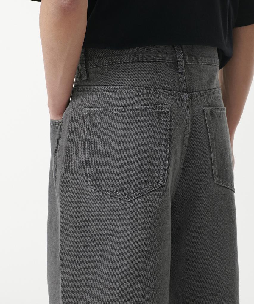 MUSINSA STANDARD Deep Tuck Overlap Wide Denim Pants [Gray]