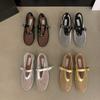 Fishnet Shoes Ballet Shoes Women's 2025 New Mesh One-word Buckle Outer Wear Flat Bottom Hollow Retro Mary Jane Single Shoes
