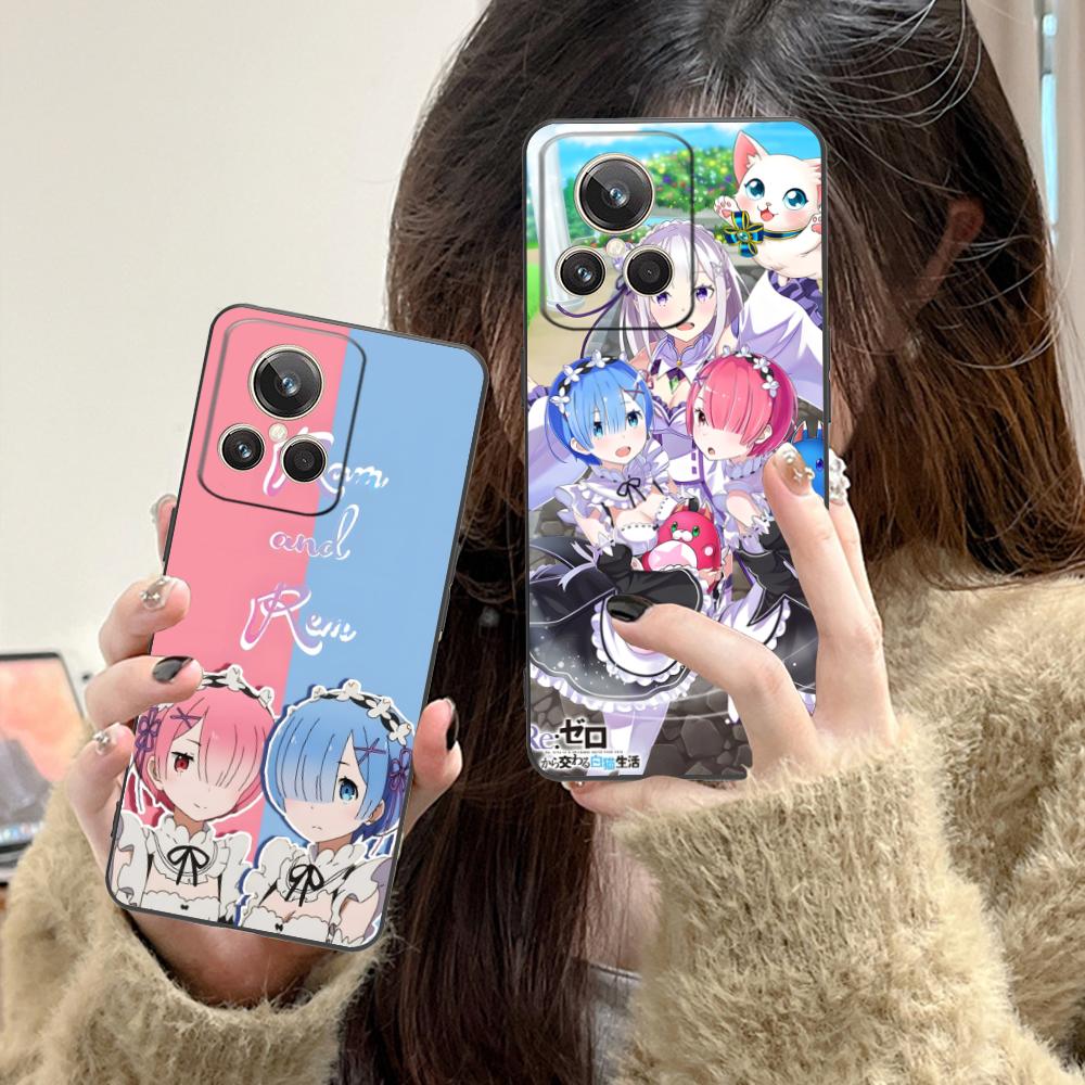 ReZero Rem Ram Matte TPU Mobile Phone Case for Realme GT 8 Neo Pro C75 73 71 C67 65 C55 53 C35 31 C20 15 Colorful Cover