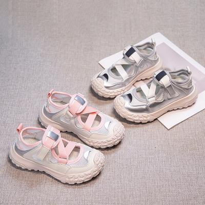 Girls Sports Sandals 2025 New Children's Shoes Summer Baby Bag Head Summer Shoes Girls Net Shoes Breathable Soft Sole