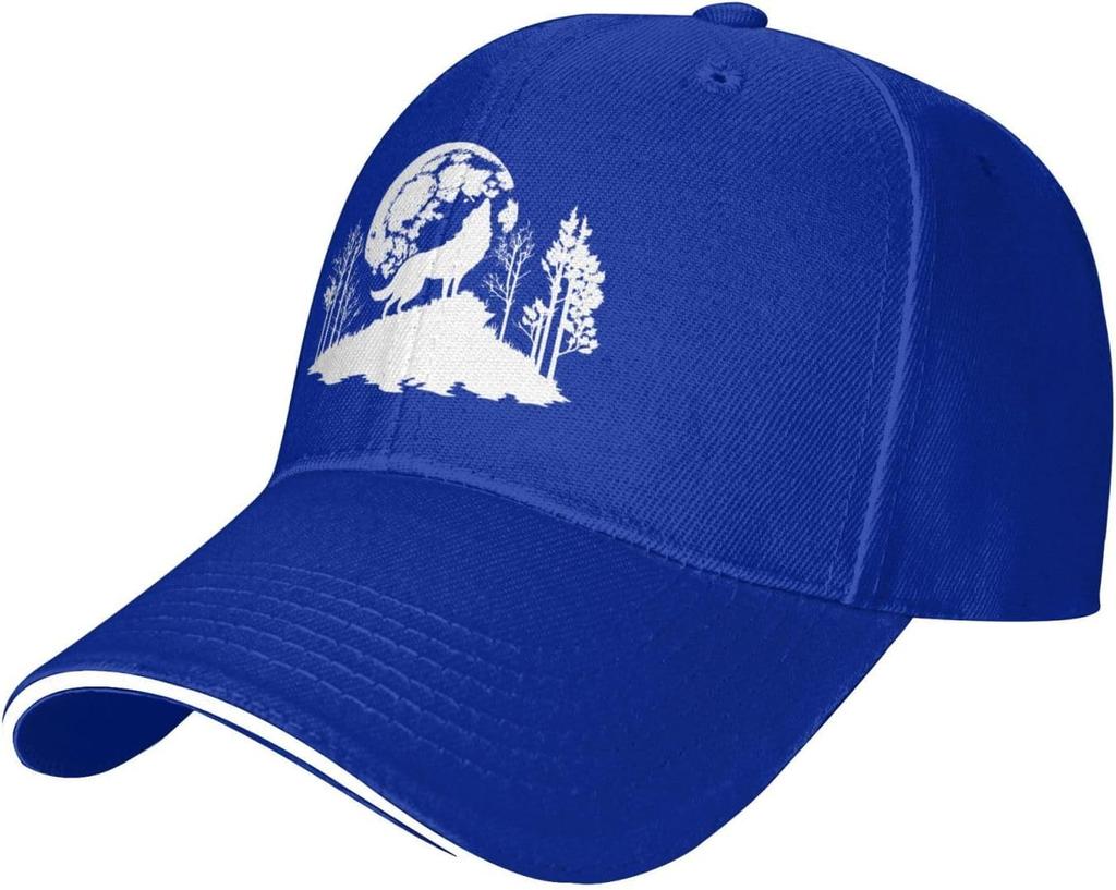 Wolf Howling Moon Landscape Baseball Cap Adjustable Polyester Casual Four Seasons Unisex Headwear