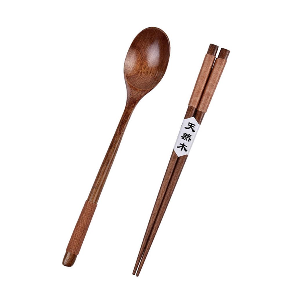 Natural Wooden Chopsticks And Spoon Set Eco Friendly Kitchenware Wood Grain Utensils Wood Cutlery For Daily Use