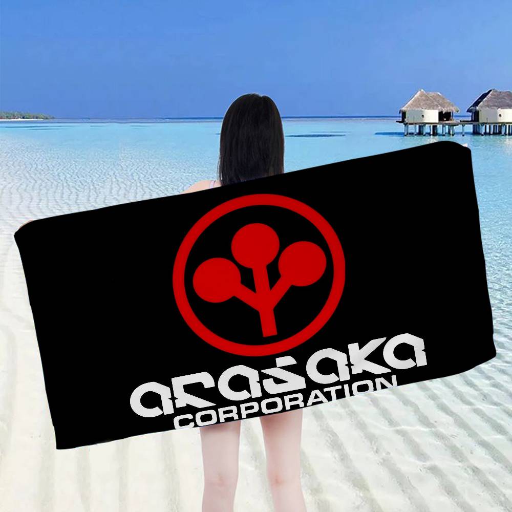 A-Arasaka C-Corporation Logo Microfiber Printed Beach Towel Mountain Climbing Yoga Beach Swimming Running Absorbent Soft Towel