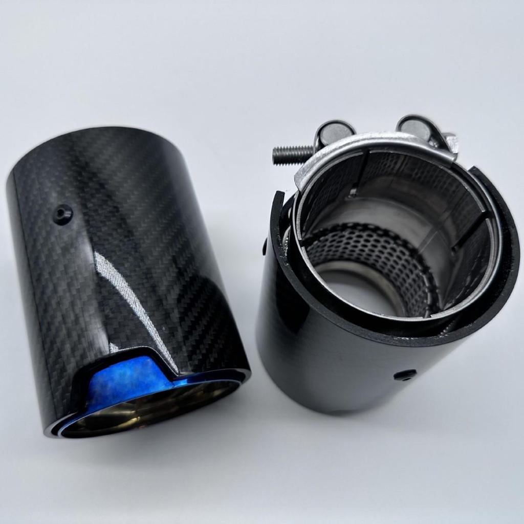 Glänzender Schwarzer Carbonfaser-Auspuffschalldämpfer & Endrohr für BMW M2, M4, E46, F30, F10.