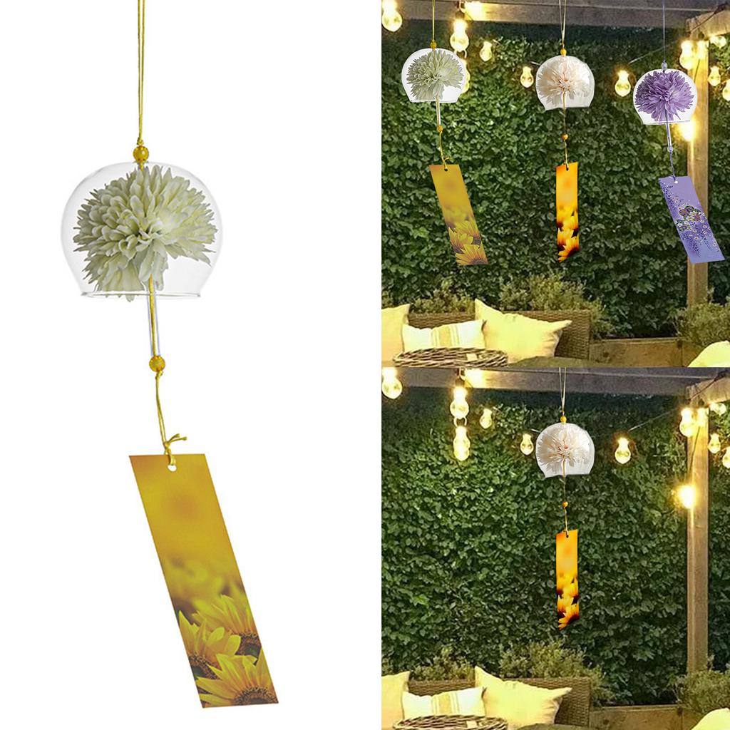 Floral Wind Chime Japanese Wind Chimes Decors For Home Decors Garden Art Enthusiasts Quality Rust Resistant Glass
