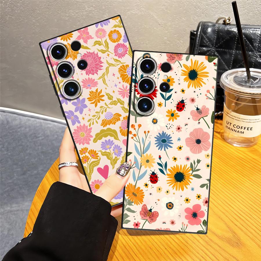 Cartoon Flower Art Funda Phone Cover Case for Samsung Galaxy S26 Ultra S25 Plus Note 20 8 9 10 S24 S20 Ultra S23 S10 S9 S21 FE