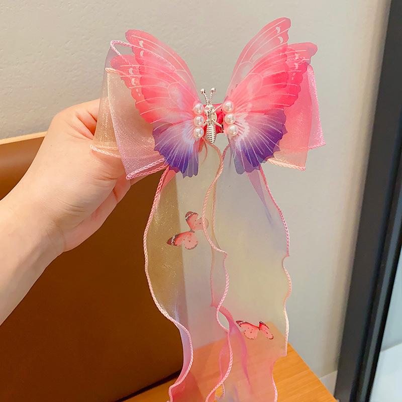 Rainbow Bow Braided Hair Clip for Girls - Cute Hair Accessory with Ribbon Hairpin