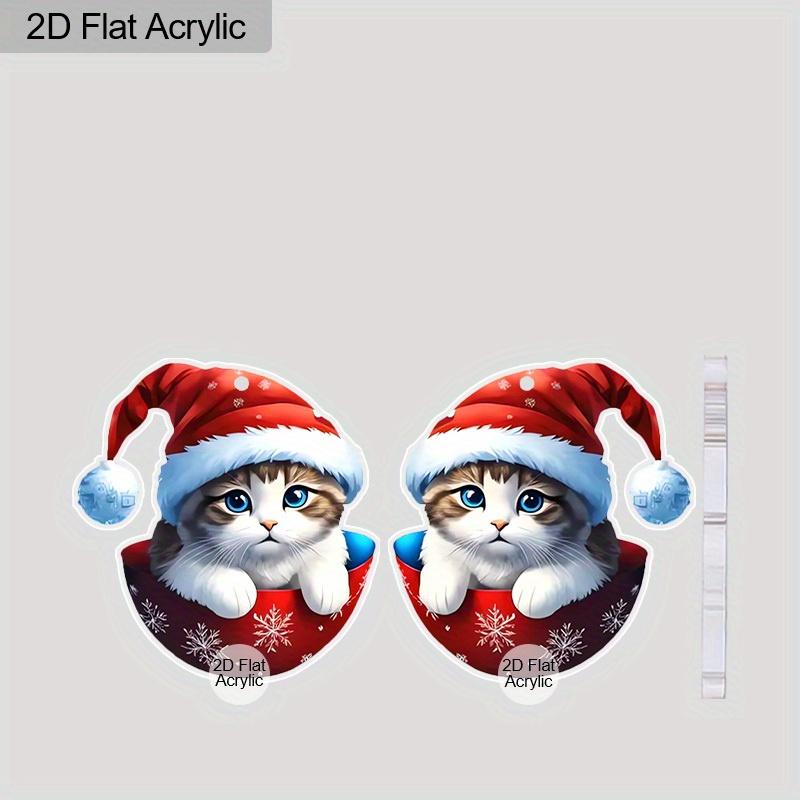 2D Flat Retro Christmas Women's Acrylic Dangle Earrings, Cat Earrings, Christmas Party Jewelry Gift