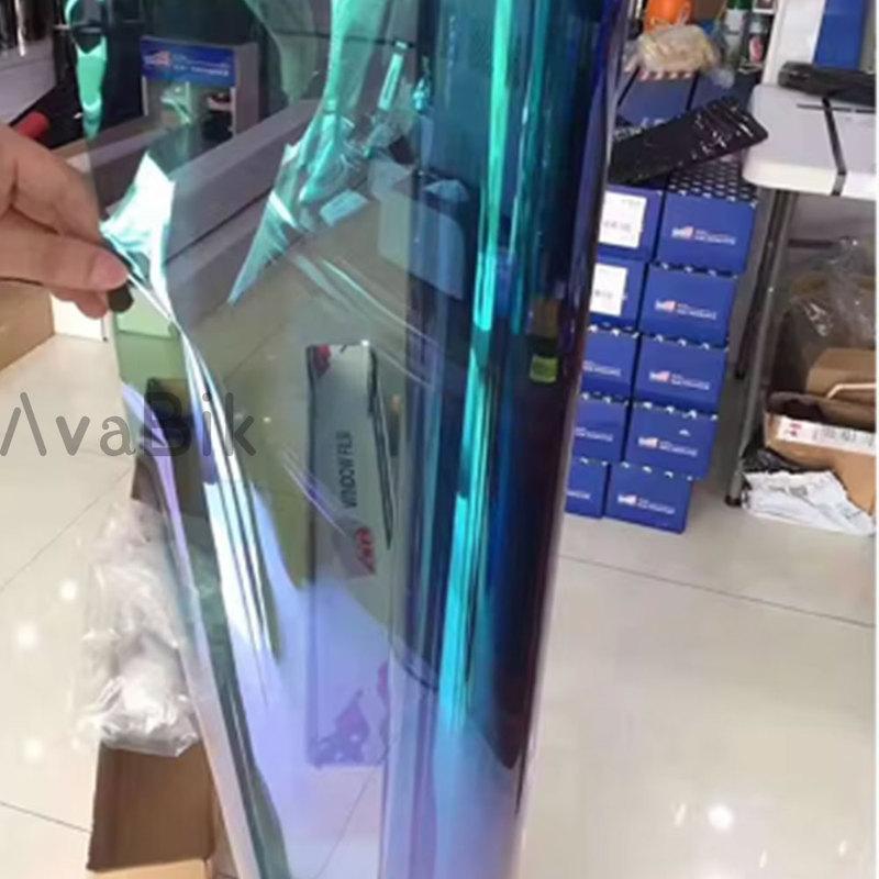 50x150/300CM Boční fólie na zadní sklo automobilu Solární ochrana proti teplu Super fialová Modrá chameleonová Tónování VLT 59% Fólie na čelní sklo