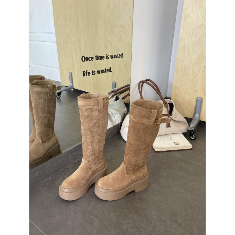 

2025 новые британские толстоподошвенные с высокой голенью большого обхвата, два варианта носки, средней длины и до колена 40 темные хаки