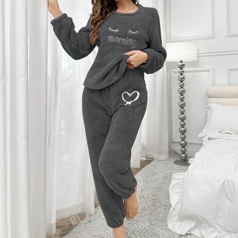 Women Pajamas Sets Autumn Winter Long Sleeves Long Pants Casual Sleepwears Soft Pijamas Comfy Pyjamas