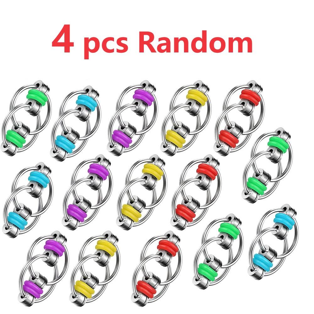 

4pcs Decompression Chain Bicycle Chain Anti-stress Key Ring Hand Spinner Finger Fidget Autisme Flipo Flip Anxiety Antistress