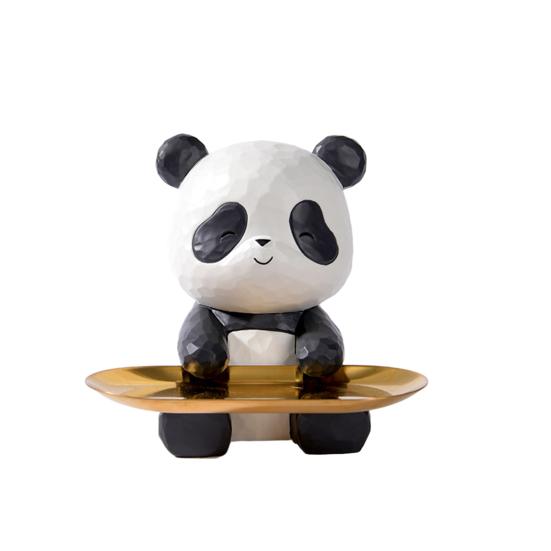 Bandeja organizadora de llaves de panda, bandeja de resina con forma de panda, bandeja decorativa para guardar llaves, decoración de mesa para el hogar, sala de estar, oficina y estudio.