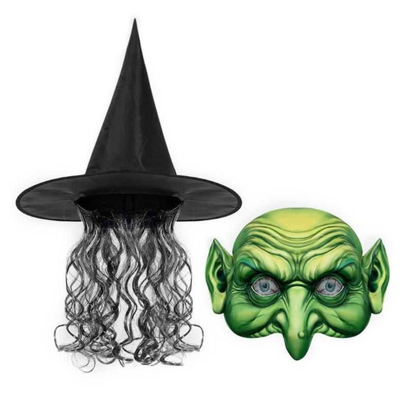Halloween Witch Mask Cosplay Wizard Hat Witch Hat Women Men Unisex Witch Costume Pointed Hat Party Hat Festival Headwear