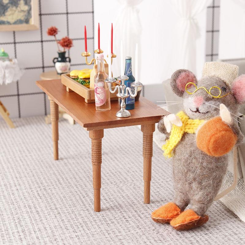 1/12 Dollhouse Simulation Miniature Dining Table Model Doll Home Bar Table Furniture Decor Toy Dolls House Micro Scene Decor