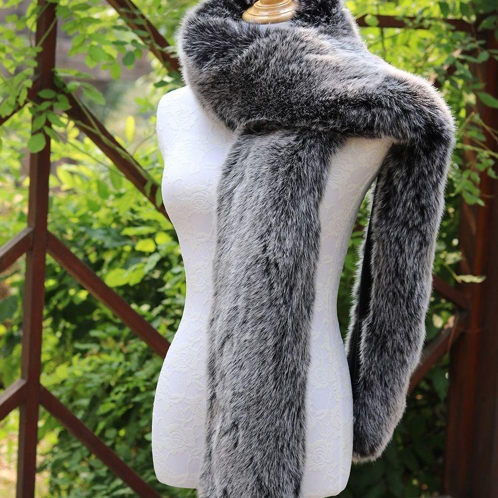

Winter Imitation Fur Scarf Fox Thickened Mink Wool Scarf Shawl Foreign Style Warm Long Fur Collar Scarf 180cm