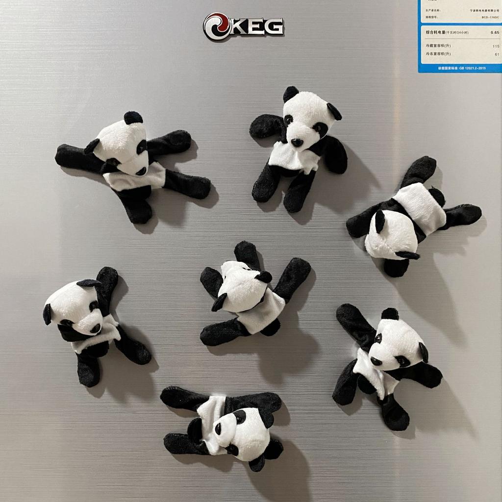 3PCS Red Panda Plush Refrigerator Sticker Animal Doll Magnet Convenience Sticker Cute Creative Home Commemorative Gift
