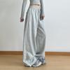 Frühling und Herbst Damenmode Einfarbig Spitze Spleißen Hohe Taille Locker Weitbein Hose