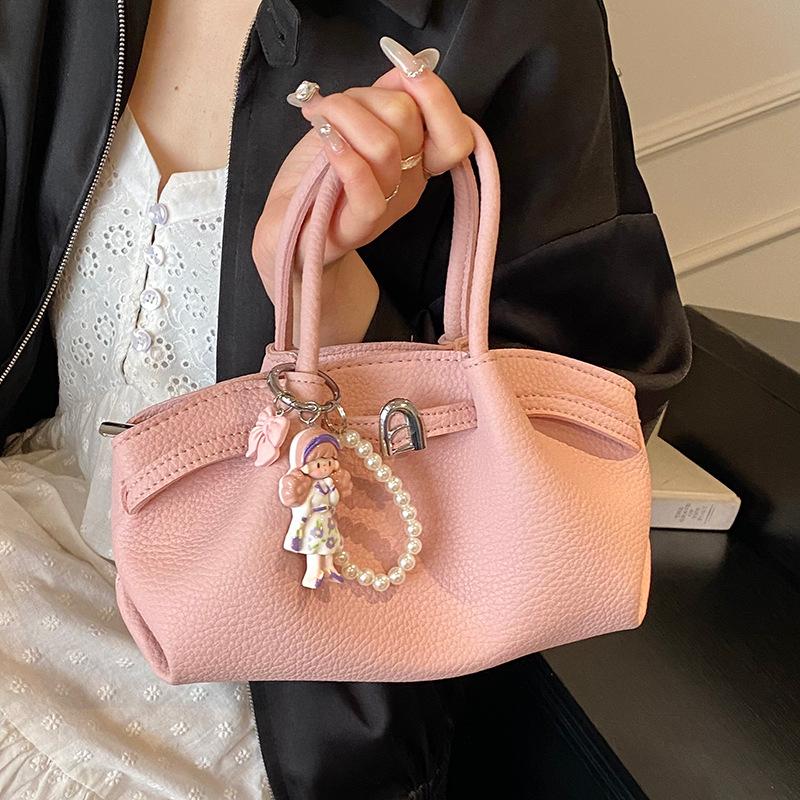 Spring and summer trend, simple style, high-end pleated portable vegetable basket bag, female Korean versatile commuter temperament messenger bag