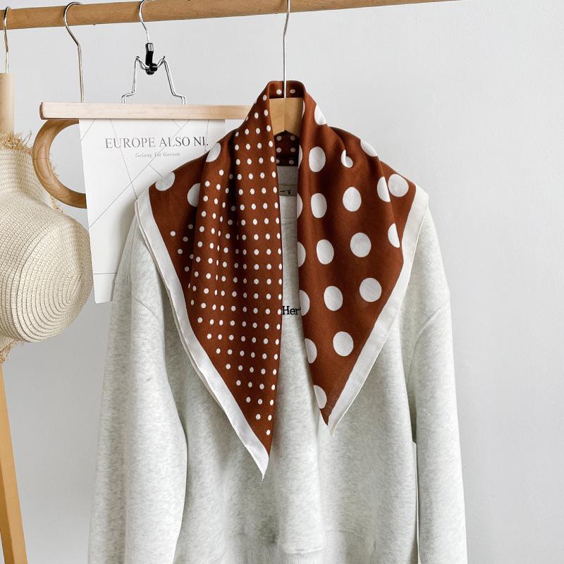 Decorative Small Square Scarf 71CM Simulated Silk Scarf Spring and Autumn Headscarf Neck Protection Cotton and Linen Scarf Scarf Tied Silk Scarf