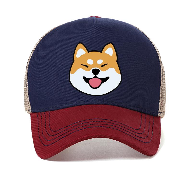 Cartoon Cute Shiba Inu Dog Pattern Baseball cap cool Summer mesh trucker hat Men women wild adjustable Travel Snapback Hats