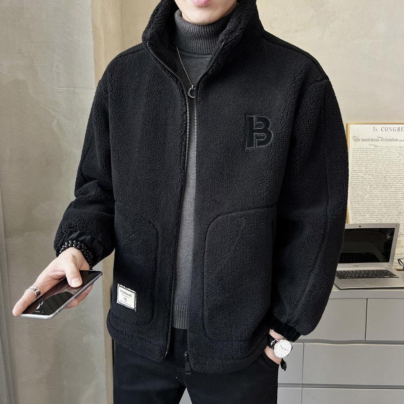 Manteau d'hiver en polaire pour homme, veste en polaire, couleur unie, ample, chaude, mode, style streetwear, vêtements polaires