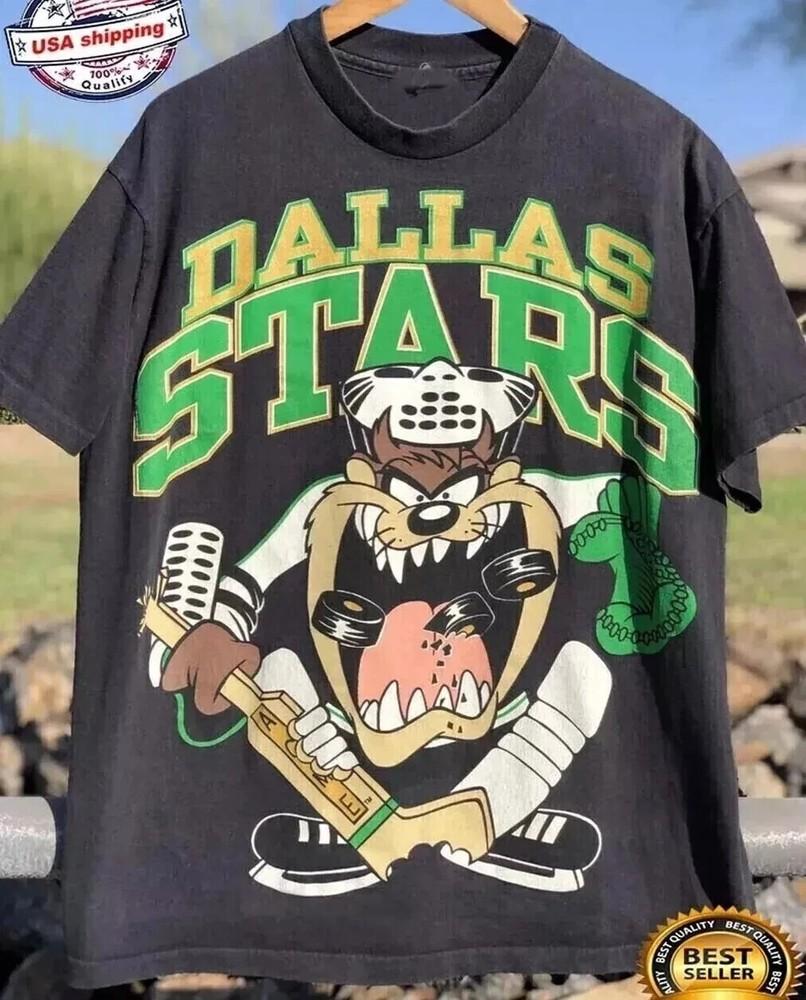 Dallas Stars Looney Taz NHL , Dallas Stars Retro Black Unisex Shirt Unisex T-Shirt XXL