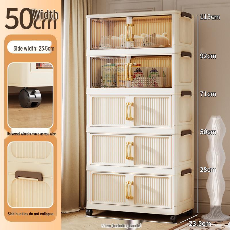 No-Install Multi-Layer Storage Cabinet for Baby & Kids - Folding Plastic Wardrobe & Snack Shelf