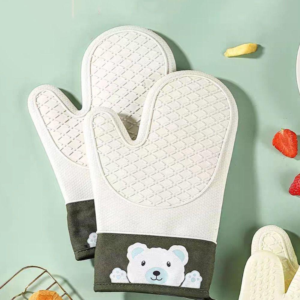 2 ks Zesílené troubové rukavice Protiskluzové rukavice odolné vůči vysokým teplotám Víceúčelové pekařské chňapky Vaření