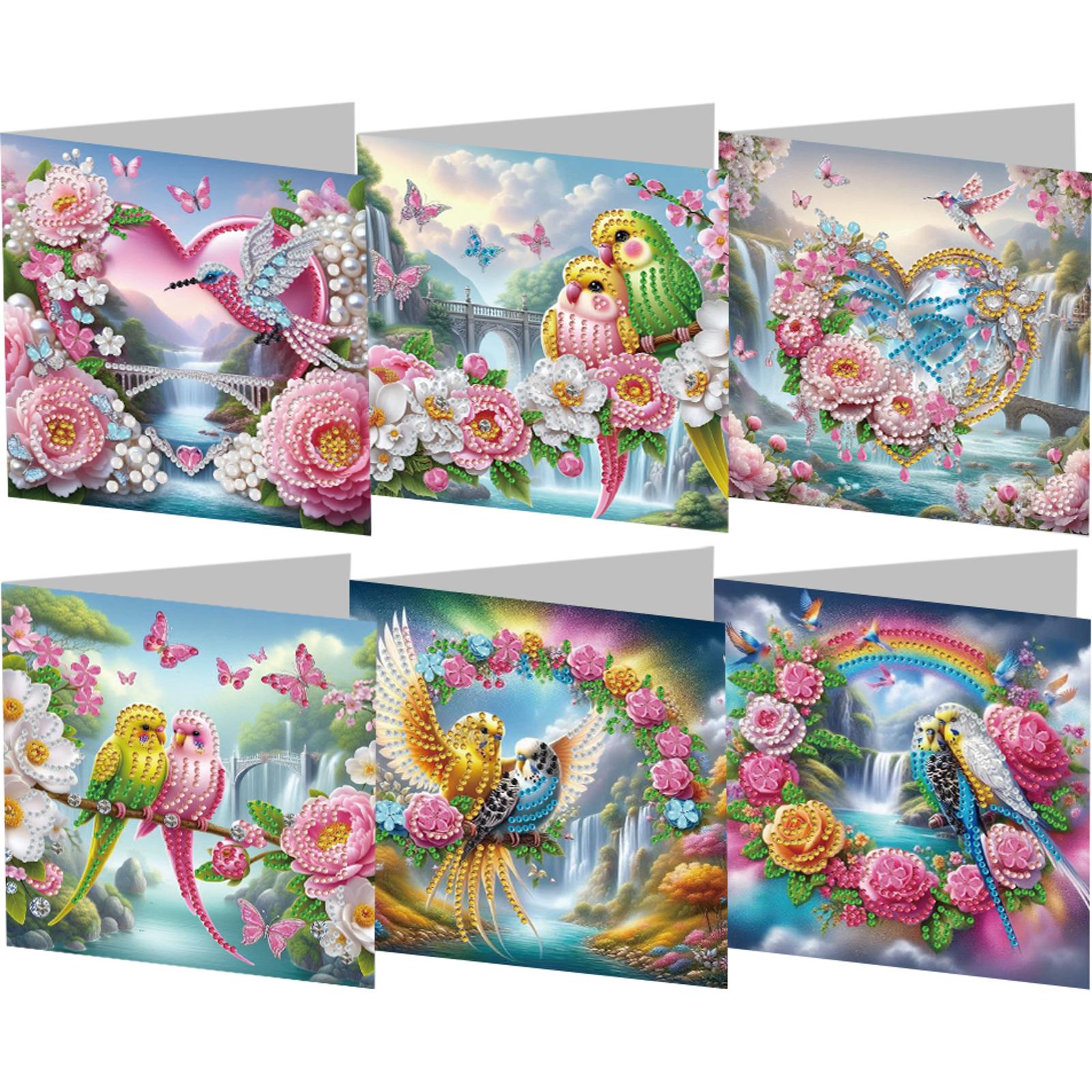 

Набор из 6 штук поздравительных открыток для алмазной вышивки своими руками. Алмазная живопись. Открытки ручной работы для Рождества, дней рождения, Дня благодарения и праздников.