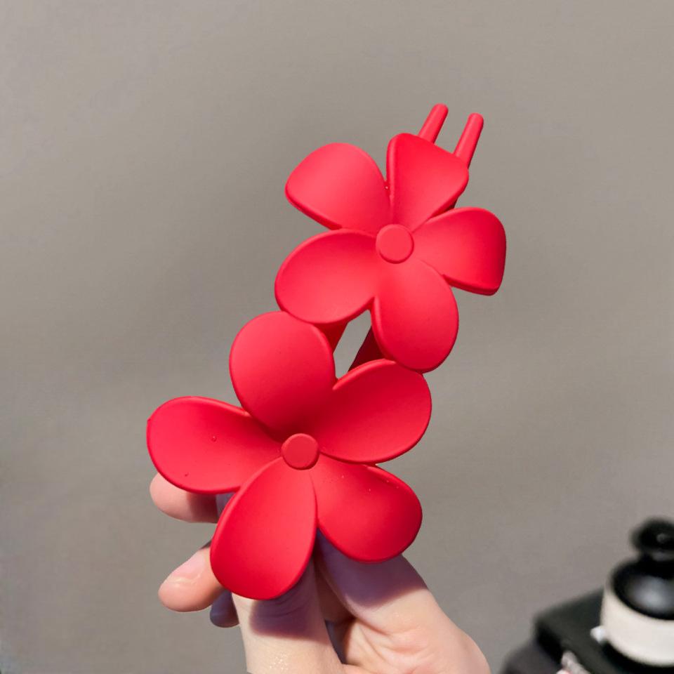 

Summer New Hair Clips Accessories Elegant Frosted Butterfly Flower Barrettes Women Simplicity Hairpins Simple Duckbill Headwear красный