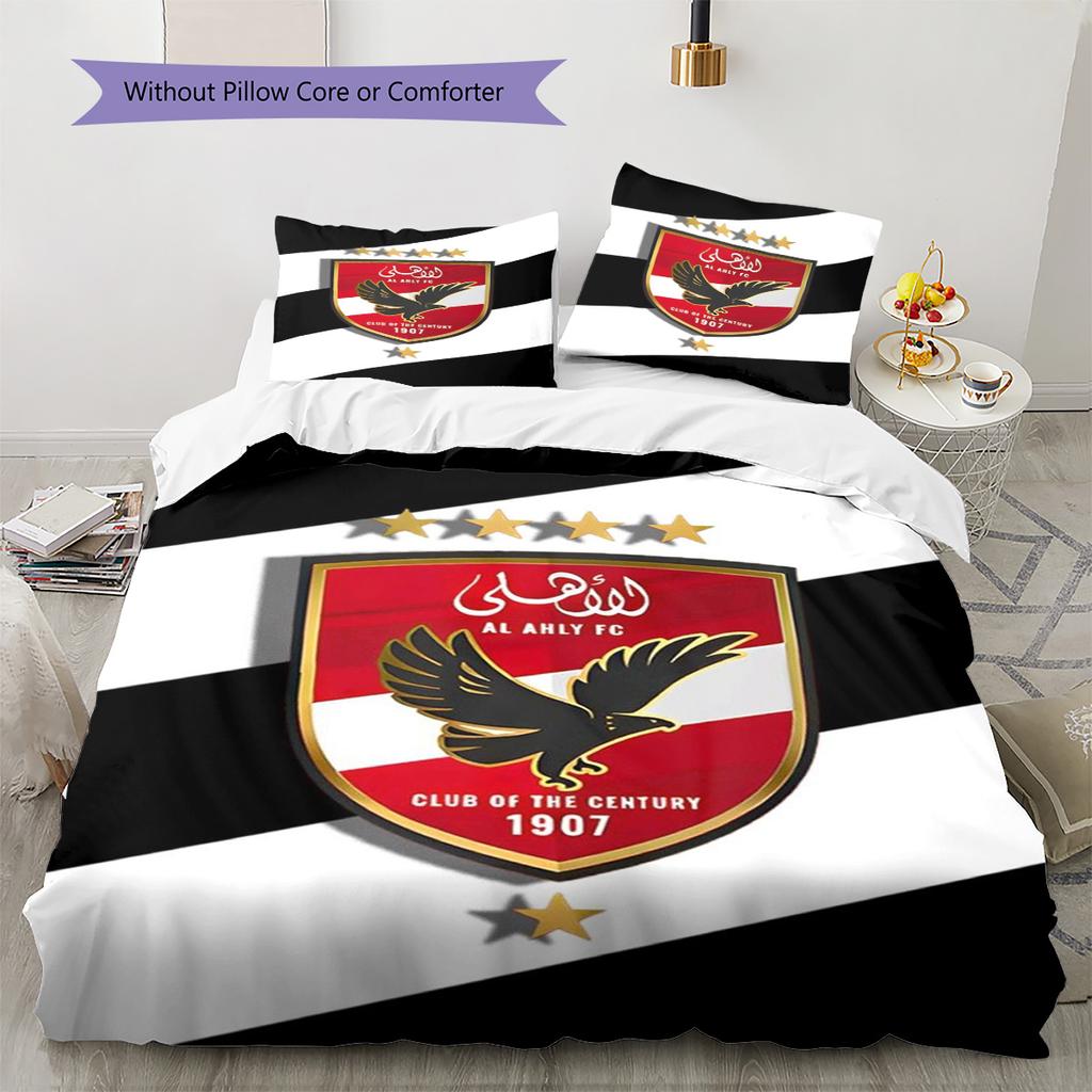 Al Ahly Pattern Bedding Set Quilt Cover Pillowcase Home Decor Gift (1 * Duvet Cover + 2 * Pillowcase, Without Core)