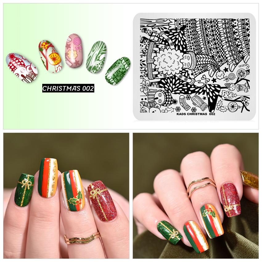 kads Nail Stamping Plates Christmas 002 Santa Claus Snowman Christmas Socks Design Nail Art Stamp Nails Tool Manicure Plate
