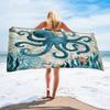 Summer Tropical Ocean Wave Beach Towel Starfish Seashell Print Polyester Bath Towel Quick Dry Sand Free for Swim Pool Travel