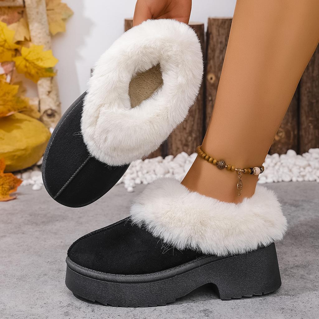 New Platform High Heels Snow Boots Women Cotton Shoes 2025 Trend Brand Fashion Ankle Boots Winter Warm Short Plush Zapatos Mujer