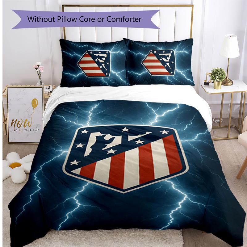 Set Biancheria da Letto 3 Pezzi con Stampa Atletico Madrid Morbido Delicato sulla Pelle Lavabile Copripiumino e Federe Set per Tutte le Stagioni Camera da Letto