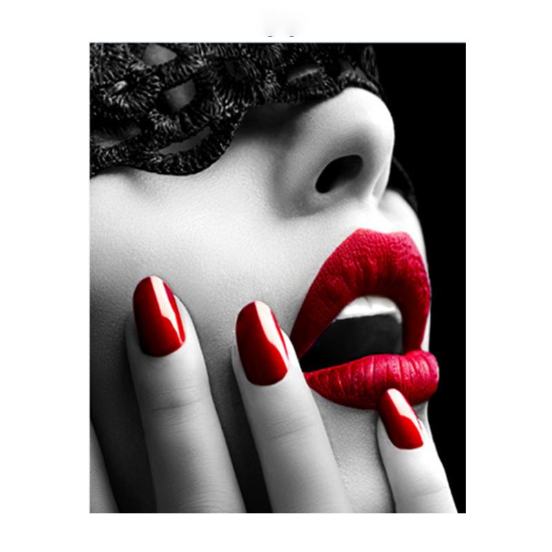 Сексуальный принт с красными губами, модные женские холсты, постеры и принты, настенная художественная живопись для гостиной, современное украшение для дома 20x30cm белый