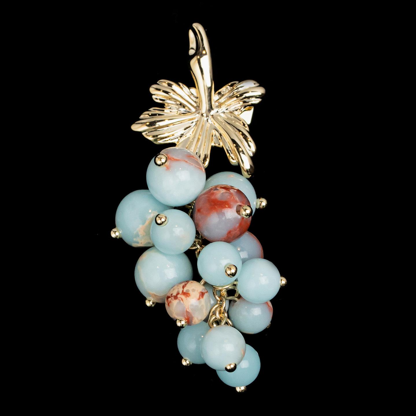 

Брошь Тысяча кланов Серебряный Дорожный стиль Ретро Амазонит Виноградная гроздь - Винтажный дизайн ювелирных изделий