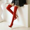 Over-the-Knee Boots Women's Red Boots Glossy Patent Leather Boots Sexy Thighs Boots Pole Dancing Boots Pointed Heels