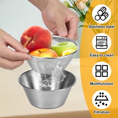 Stainless Steel Colander Set for Draining Rice Perforated Mesh With Bowl Versatile Strainer Bowl Set for Washing Fruit Vegetable