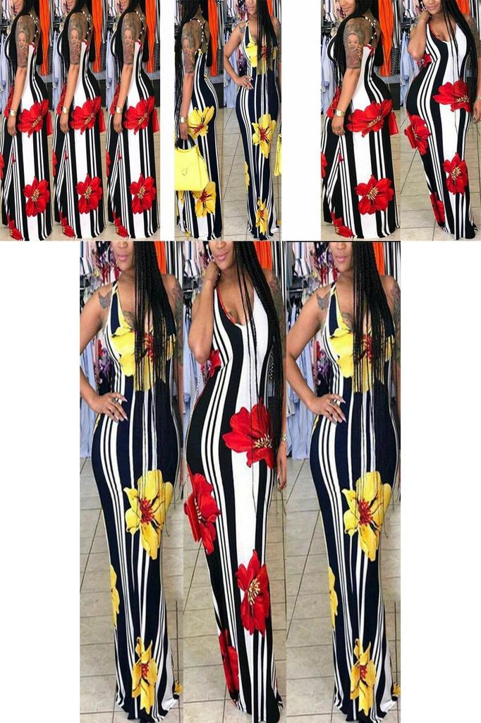Stunning Plus Size Lady Floral Boho Party Bodycon Maxi Dress For Elegant Occasions