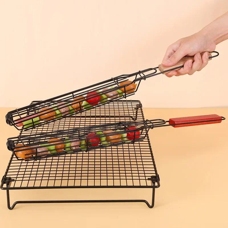 Barbecue Cages Barbecue Grill Grate Camping Picnic Cookware Outdoor BBQ Campfire Grill Grid Dog Cage Mini Barbecue Cage