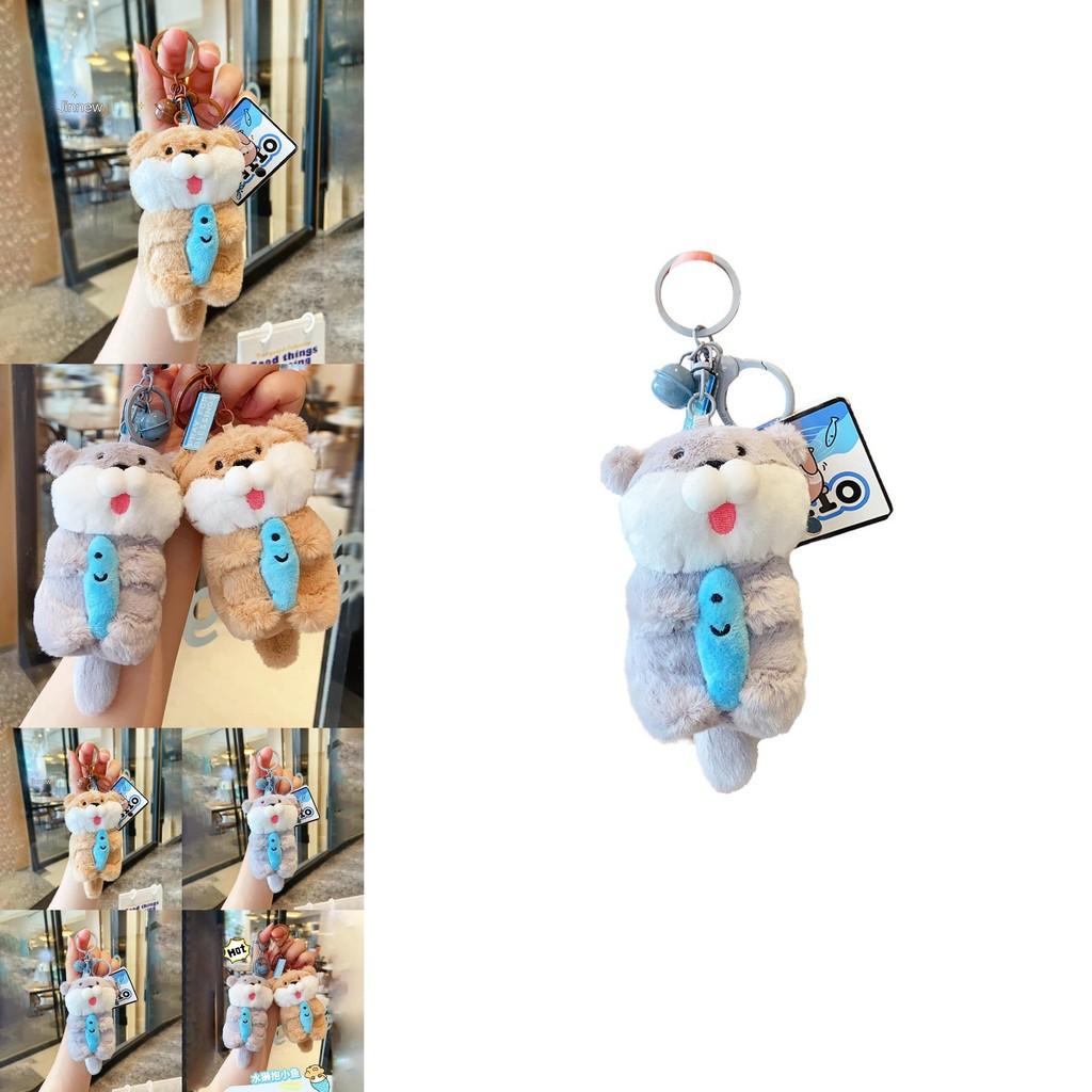Soft And Cuddly Otter Plush Keychain With Fish Design Perfect As A Decorative Gift