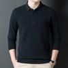 Men's 100% Pure Wool 9-Pin Lapel Sweater, 430g Thickened Base Layer for Middle-Aged Business Casual, Plain Knit.