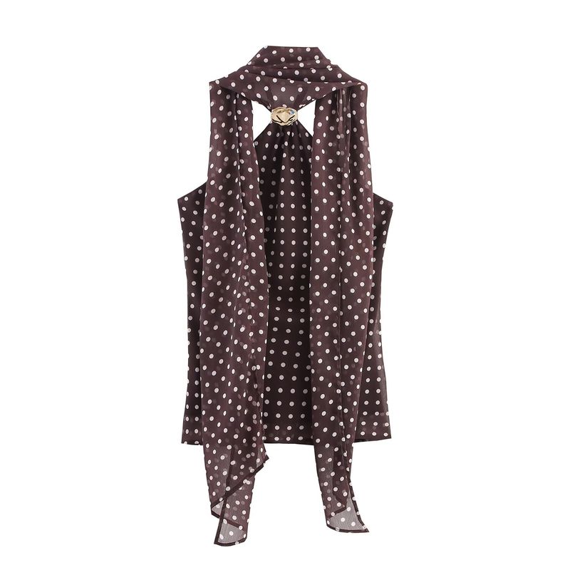 Kaslead New Women clothes Western Style Fashion Simple Polka Dot Accessories Neck Collar Top 1165174