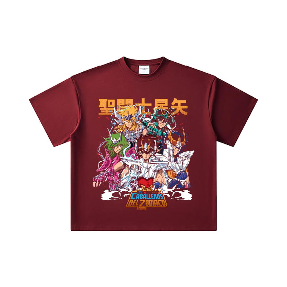 260 GSM Double Yarn 32 Count 100% Cotton Saint Seiya V1 Print Unisex Heavy Cotton T Shirt