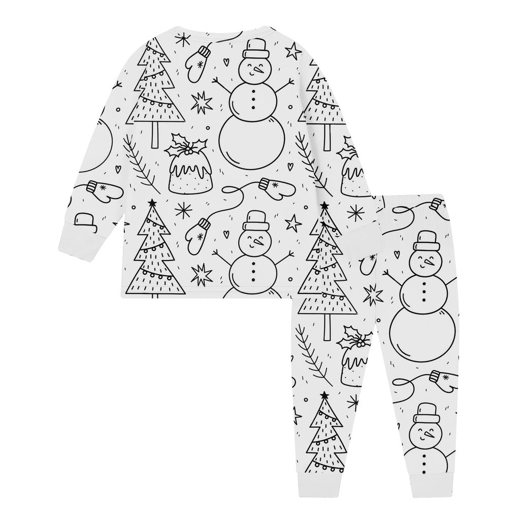 Set Moda Bambini: Top e Pantaloni Natalizi Doodle a Girocollo e Maniche Lunghe